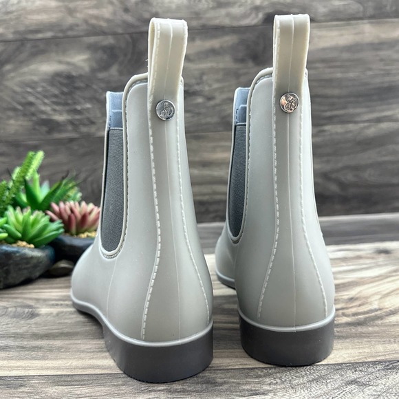 NIB Sam Edelman Tinsley Chelsea Rain Boots Bootie Grey Matte Rubber - Picture 7 of 10